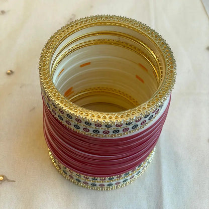 Pure Pearl Classic Heritage Diamond Dark Red Chooda Set of 31