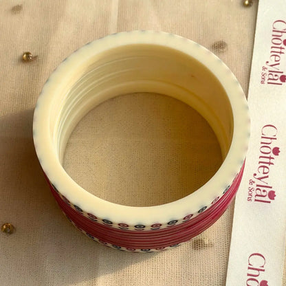 Pure Pearl Classic Heritage Diamond Dark Red Chooda Set of 11