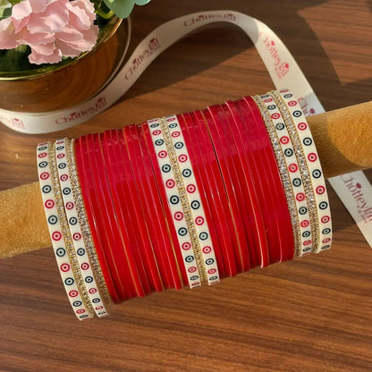 Semi Pearl Red Chooda Set of 31