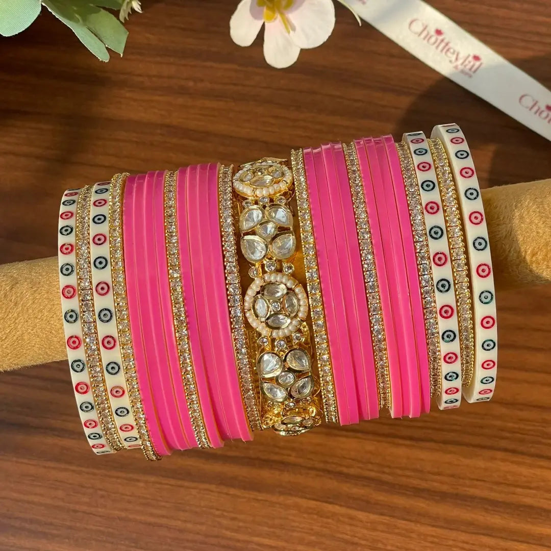 Pink Semi Pearl Bridal Chooda – Chotteylal & Sons
