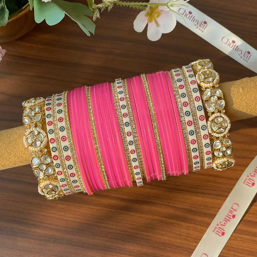 Pink Semi Pearl Bridal Chooda – Chotteylal & Sons