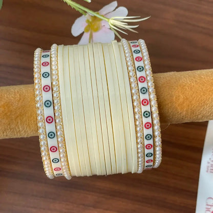 Semi Pearl Ivory Chooda Set of 15