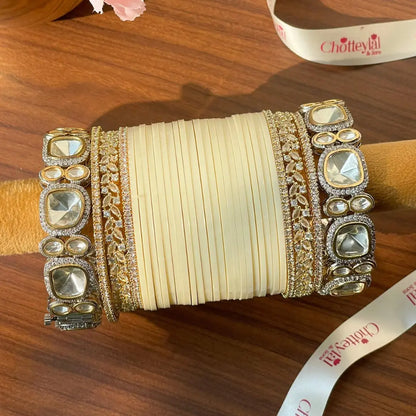 Semi Pearl Ivory Chooda Set of 21