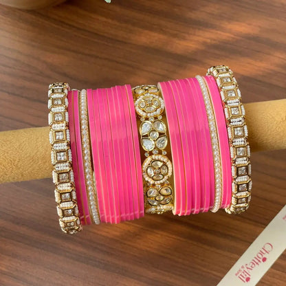 Semi Pearl Pink Chooda Set of 21