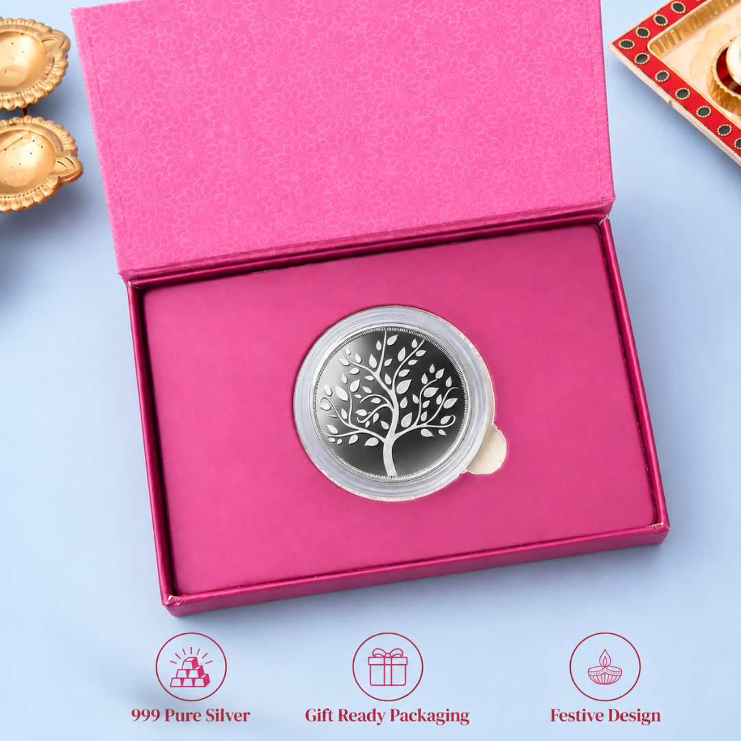 Blessed Banyan Tree 1g 999 Silver Rakhi Gift Coin