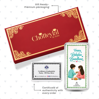 Heartfelt Sibling Love Personalised Raksha Bandhan Photo Silver Bar Gift