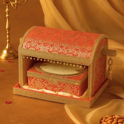 Musical Sahe Chitthi / Lagan Patrika | Palki/Doli Style Traditional Invitation Set – Includes Mithai Box and Invitation Card