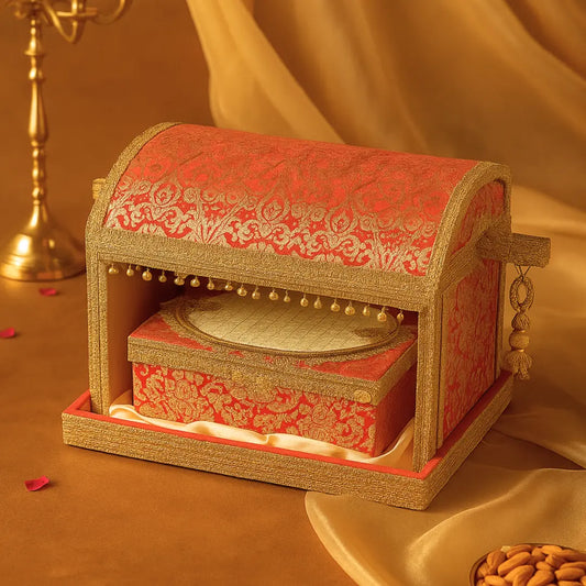 Musical Sahe Chitthi / Lagan Patrika | Palki/Doli Style Traditional Invitation Set – Includes Mithai Box and Invitation Card