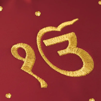 Red Ik Onkar Motif Mehendi Mat With 2 Line Text