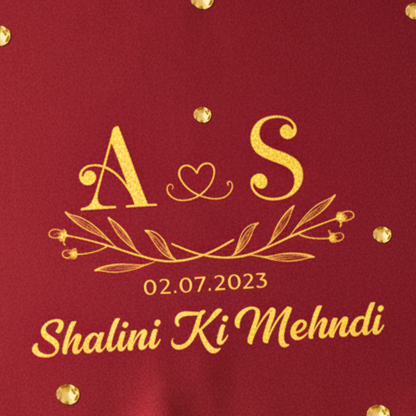 Red Mehndi Mat Customizable With Logo and 2 Line Text