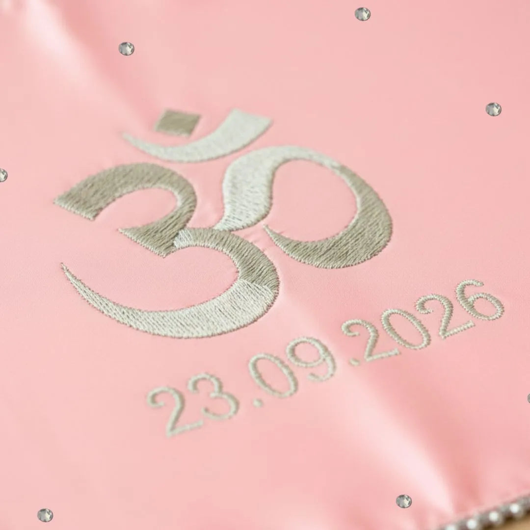 Baby Pink Om Motif Mehendi Mat With 1 Line Text