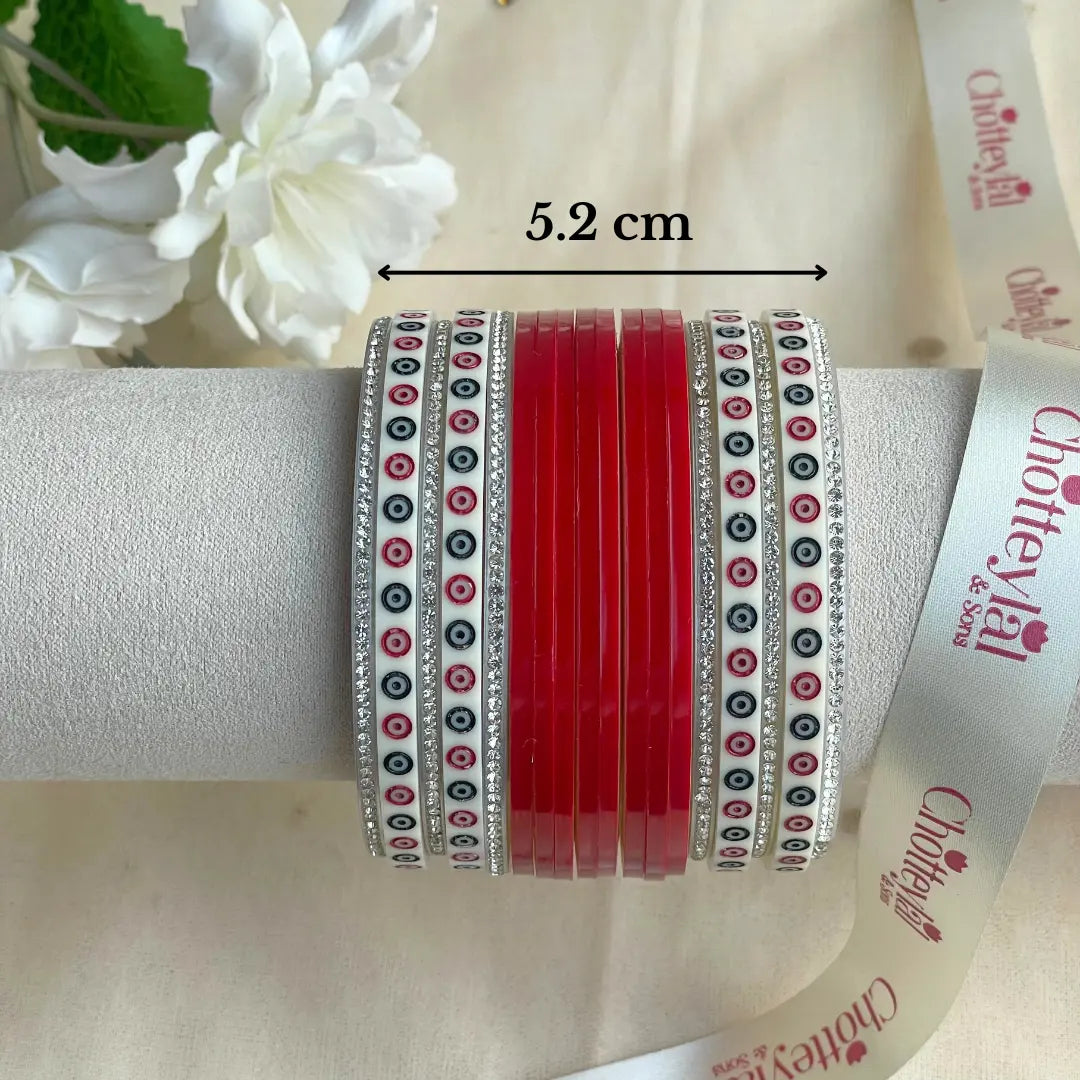 Pure Pearl Classic Heritage Diamond Dark Red Chooda Set of 11