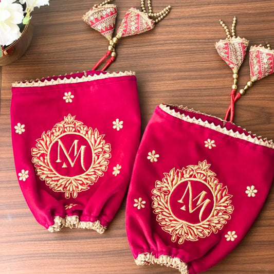 Classic Velvet Pink Chooda Cover – Logo Only | Chotteylal and Sons