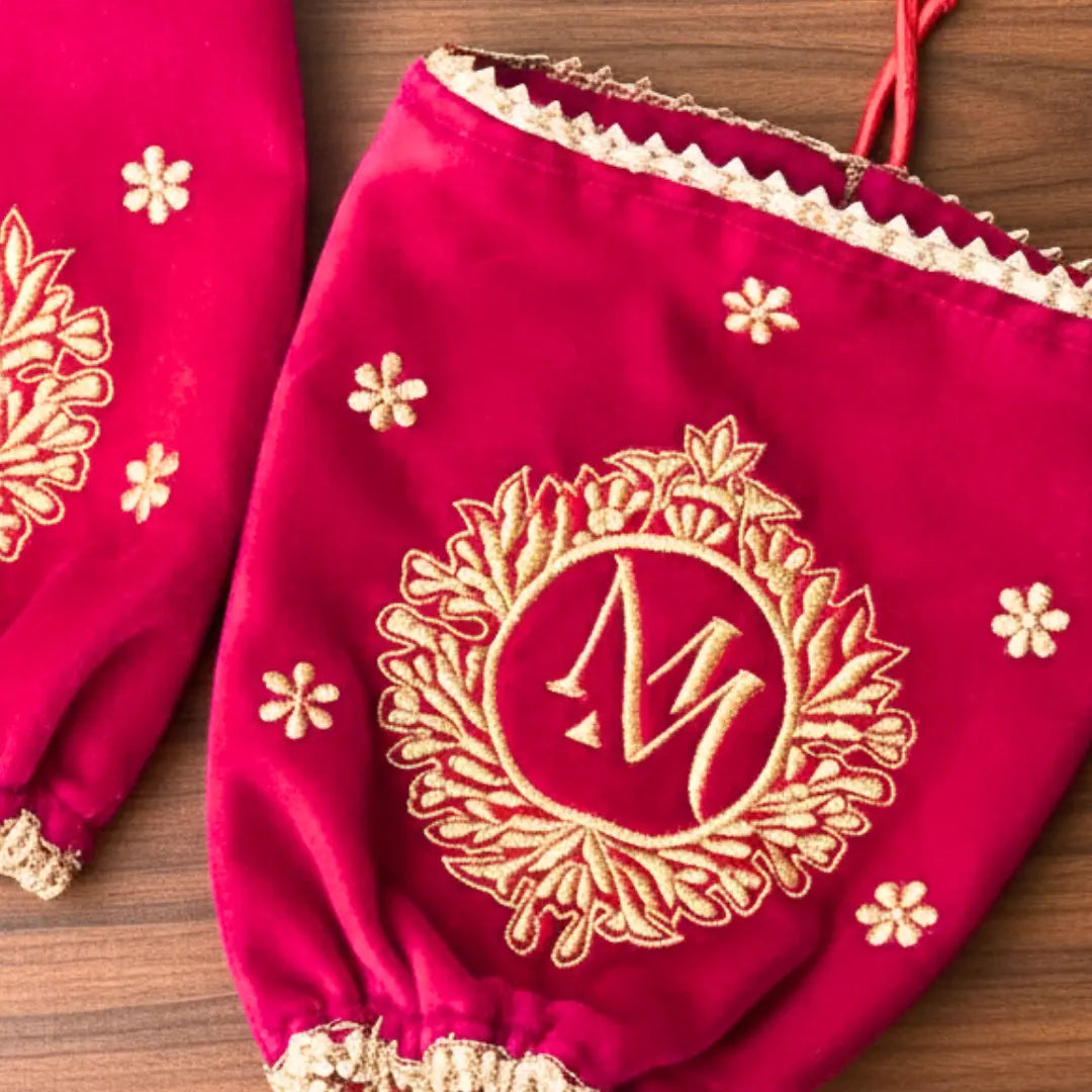 Classic Velvet Pink Chooda Cover – Logo Only | Chotteylal and Sons