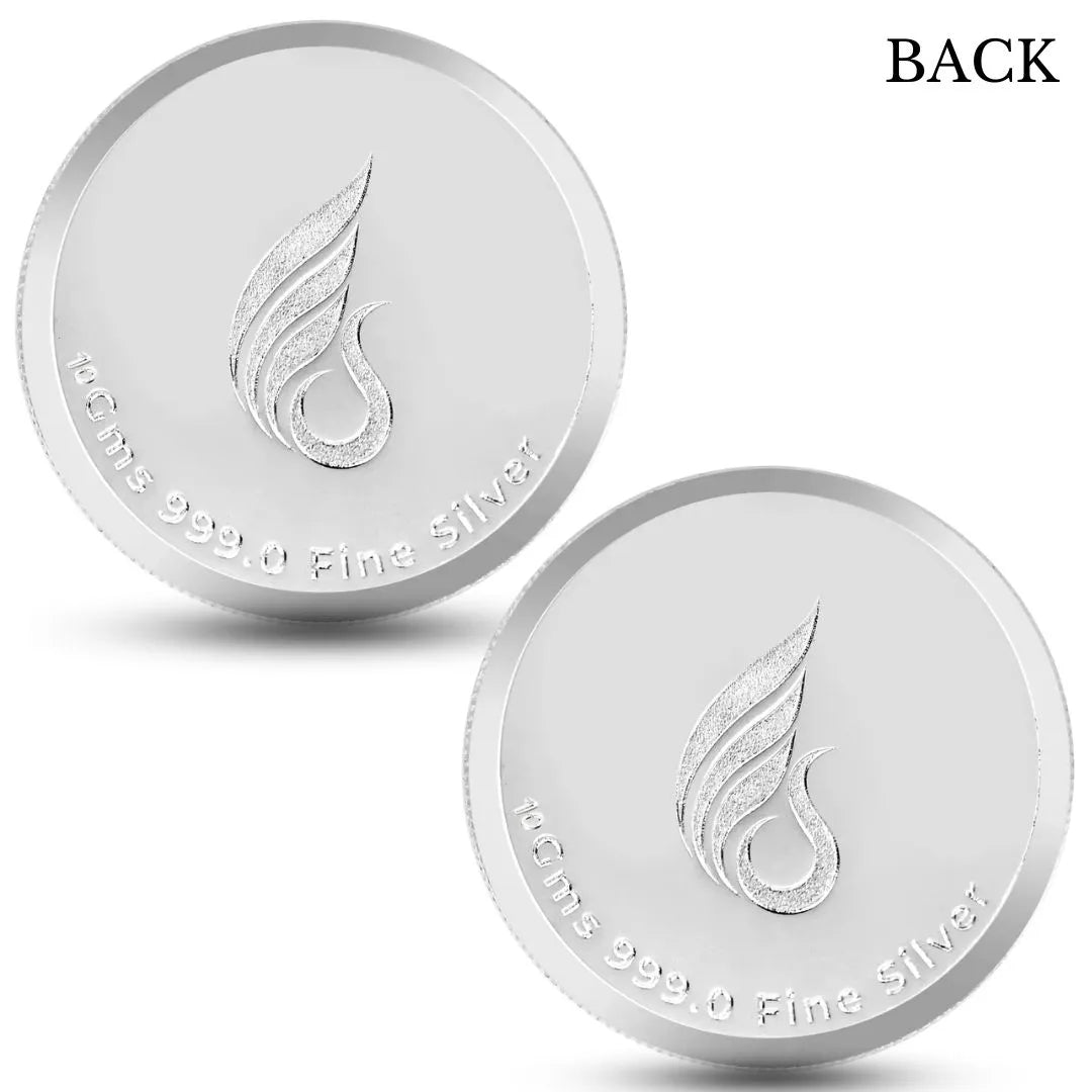 Banyan Tree, Silver Finish, Round Shape, Set of 2 (10 Gram Each), Best Wishes, 999 Purity Silver Coin - Ready To Ship