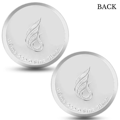 Banyan Tree, Silver Finish, Round Shape, Set of 2 (10 Gram Each), Best Wishes, 999 Purity Silver Coin - Ready To Ship