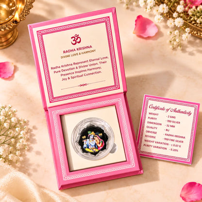 Eternal Love Radha Krishna Ji 2g 999 Pure Silver Coin