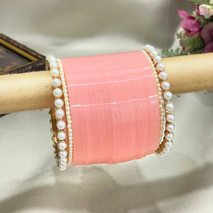 PeachTone With Pearl Bangles Latest Chura Cesign