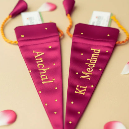 Dark Pink Mehendi Cone Cover -  Customise Name, Text, Initials, Etc.