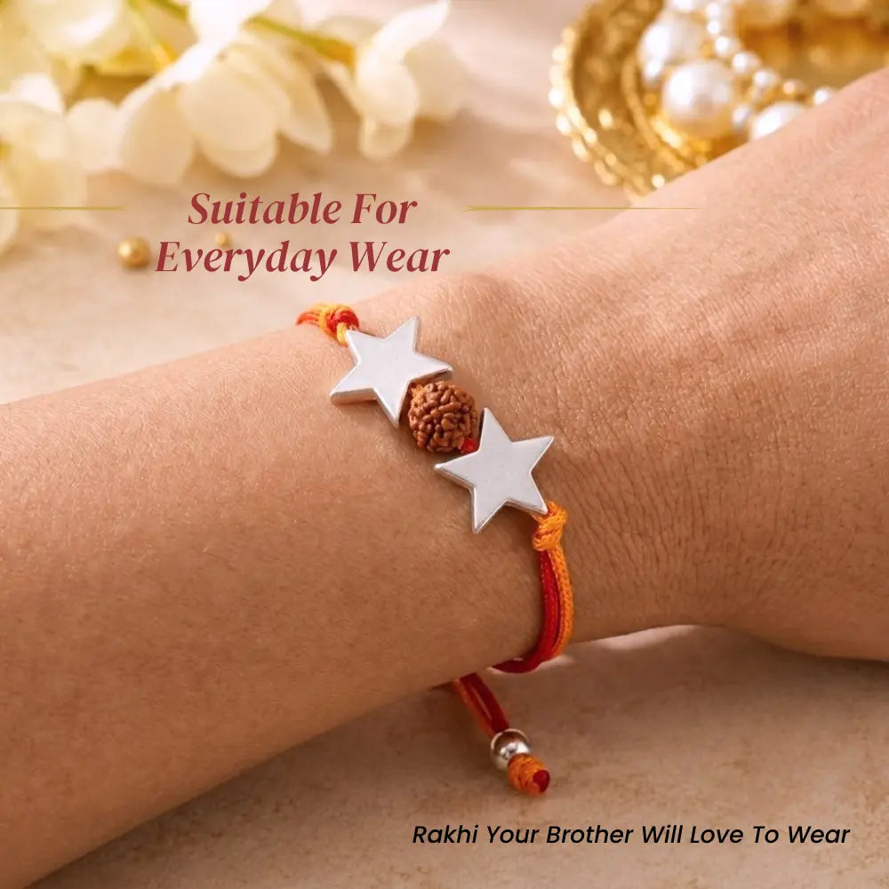 Celestial Spark Rakhi – Star Elegance Crafted in 92.5 Sterling Silver