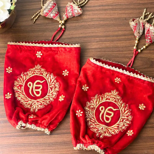 Classic Velvet Red Ik Onkar Chooda Cover | Chotteylal and Sons