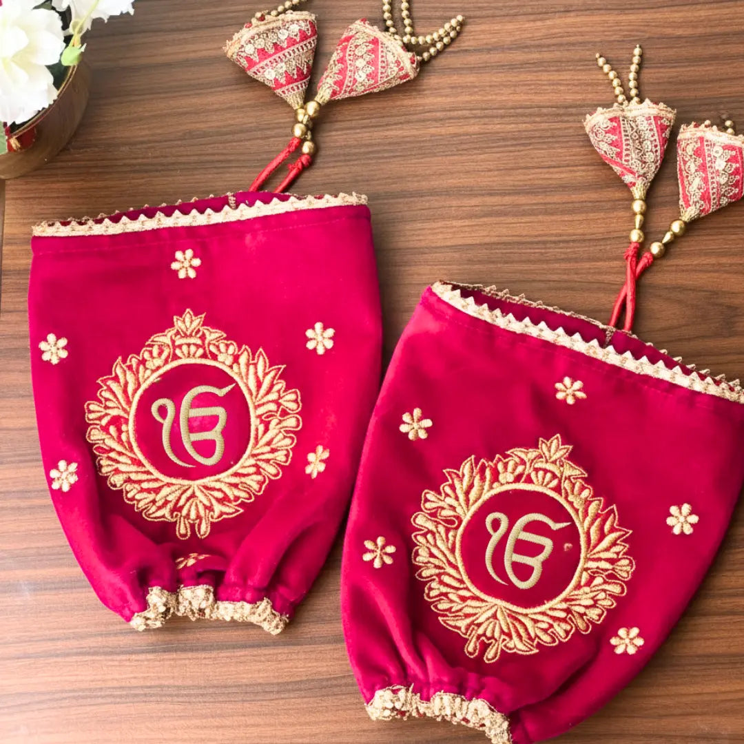 Classic Velvet Pink Ik Onkar Chooda Cover | Chotteylal and Sons