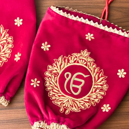 Classic Velvet Pink Ik Onkar Chooda Cover | Chotteylal and Sons