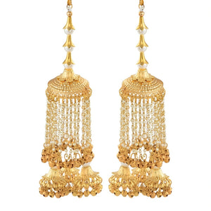 Golden Minimal Pearl Strings Bridal Kaleera - Ships Immediately