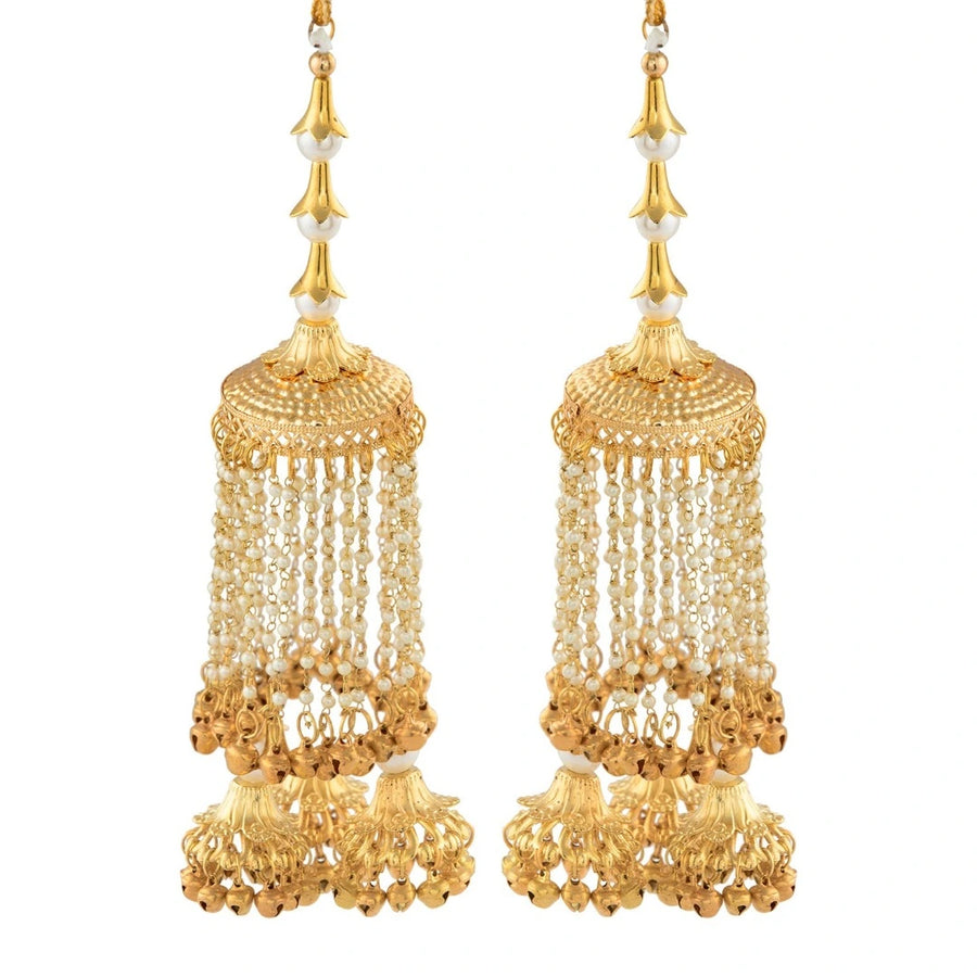 Golden Minimal Pearl Strings Bridal Kaleera