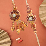 Pair Rakhi - Attractive Design Golden Designer Motifs