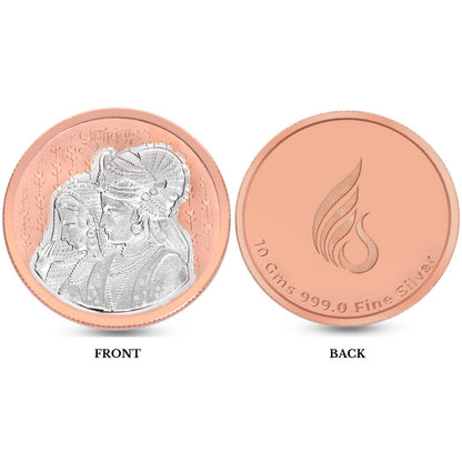 Shubh Vivah, Rose Gold Finish, Round Shape, Single (10 Gram), Shubh Vivah Packaging, 999 Purity Silver Coin - Ready To Ship