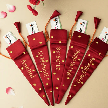 Red Mehendi Cone Cover -  Customise Name, Text, Initials, Etc.