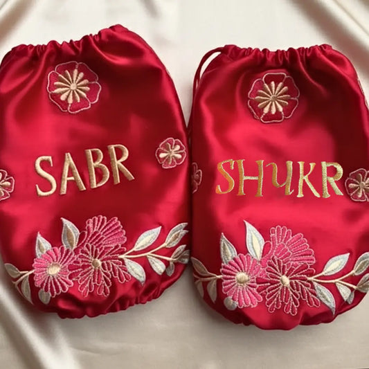 Sabr Shukr Red Chooda Cover – Premium Satin Bridal Essential