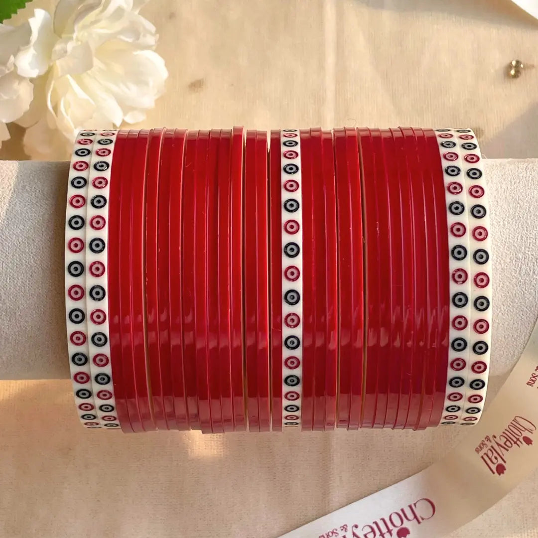 Pure Pearl Classic Heritage Diamond Maroon Chooda Set of 31