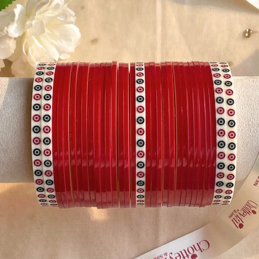 Pure Pearl Classic Heritage Diamond Maroon Chooda Set of 31