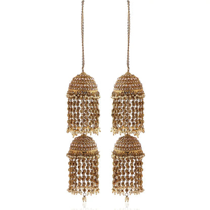 Golden Oxidised Stone & Pearl Bridal Kaleera