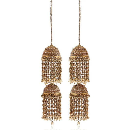 Golden Oxidised Stone & Pearl Bridal Kaleera
