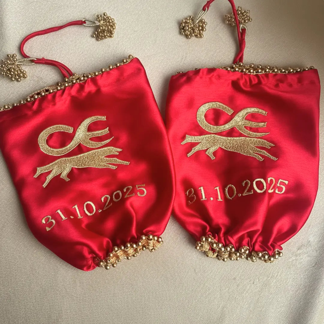 Red Zodiac Signs Parineeti Satin Chooda Cover – Chotteylal & Sons