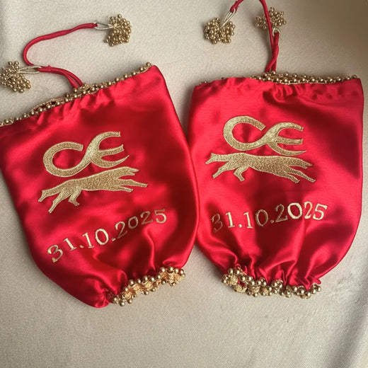 Red Zodiac Signs Parineeti Satin Chooda Cover – Chotteylal & Sons