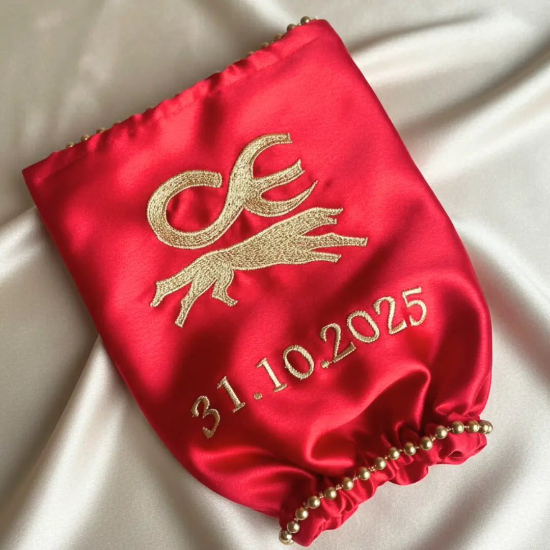 Red Zodiac Signs Parineeti Satin Chooda Cover – Chotteylal & Sons