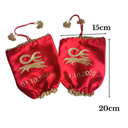 Red Zodiac Signs Parineeti Satin Chooda Cover – Chotteylal & Sons