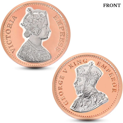 Queen Victoria & King George V, Rose Gold Finish, Round Shape, Set of 2 Coins (20 Gram Each), Elephant Packaging, 999 Purity Silver Coin - Ready To Ship