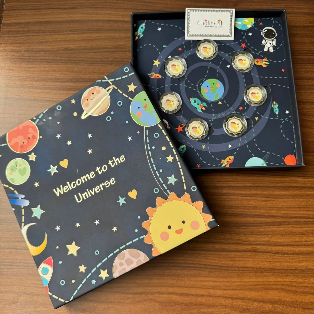 Premium Welcome to the Universe Silver Coin Gift Box – 7g Set (7 Coins x 1g Each)