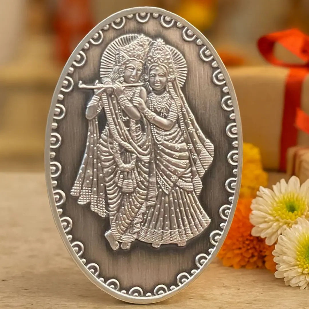 Radha Krishna 3D Silver Coin