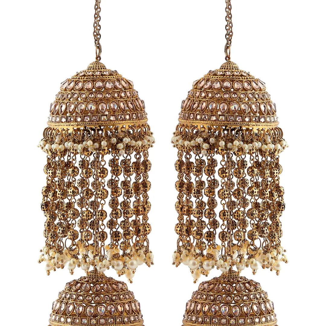 Golden Oxidised Stone & Pearl Bridal Kaleera
