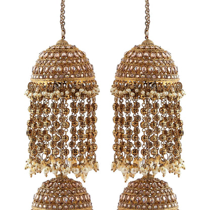 Golden Oxidised Stone & Pearl Bridal Kaleera
