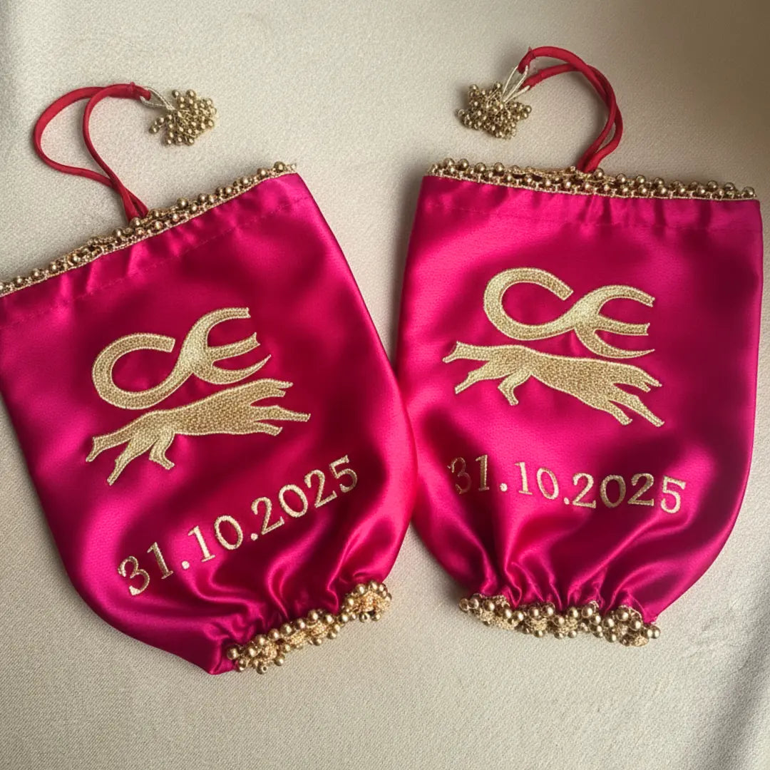 Pink Zodiac Signs Parineeti Satin Chooda Cover – Chotteylal & Sons