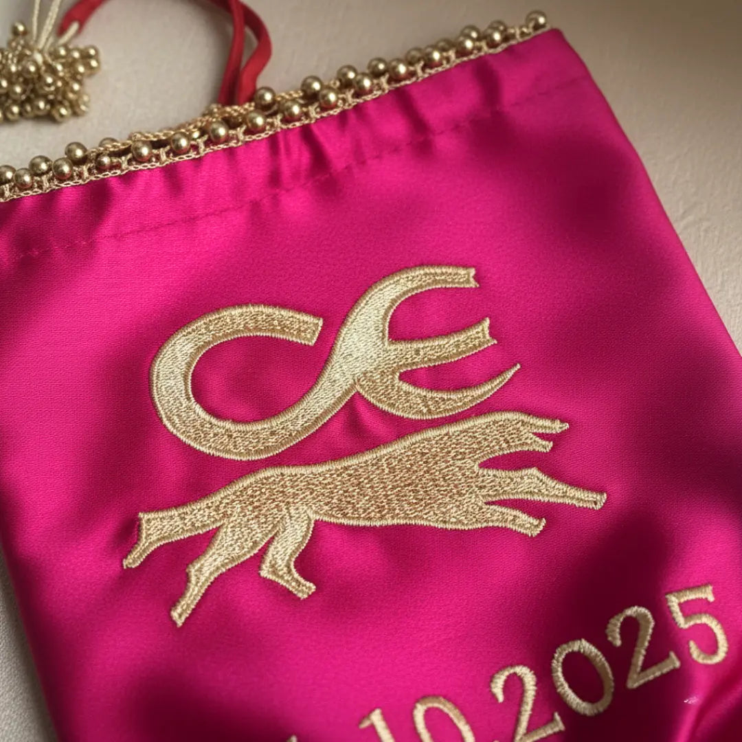 Pink Zodiac Signs Parineeti Satin Chooda Cover – Chotteylal & Sons