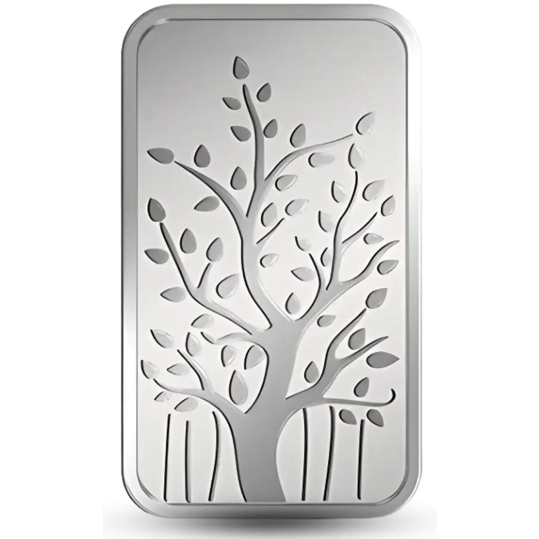 MMTC Banyan Tree, Silver Finish, Bar Shape, Single (20 Gram), 999 Purity Silver Coin - Ready To Ship