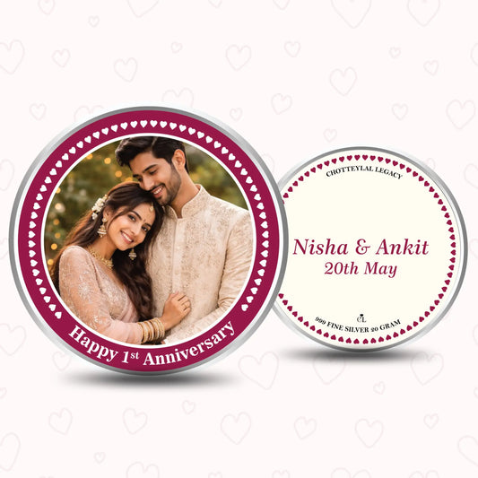 Classic 1st Anniversary Silver Coin — Personalize With Photo & Names